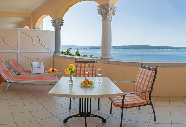 Superior Double Room with Sea View Loggia Double room at the hotel right by the sea in Crikvenica