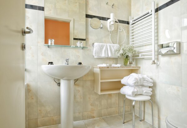 Single room bathroom at Kvarner Palace Historic hotel, Croatia – your standard single room